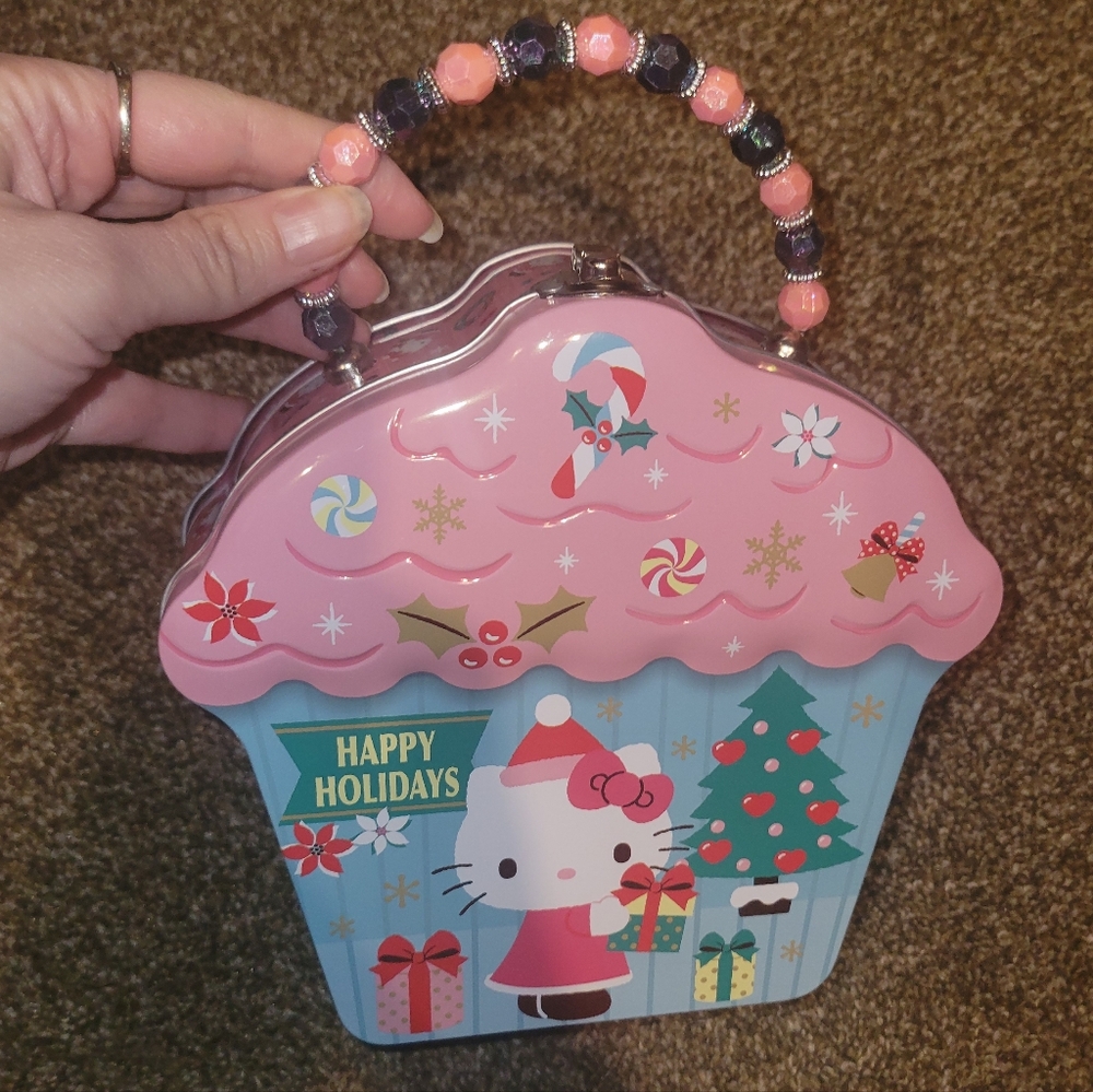 Hello Kitty Holiday Tin with Beaded Handle